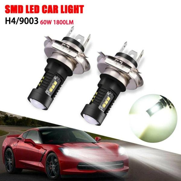 

2pcs low consumption high power cob led bulb headlight/foglight long life h4 9003 6000k 60w 1800lm white light