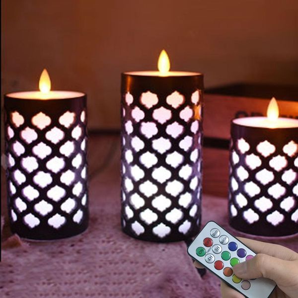 Dança Pillar Chama LED Candle Wax com RGB remoto Vela elétrica Night Light para Crianças Sala Decoração