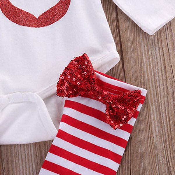 

3pcs set newborn infant kids baby girl romper+leg warmer+headband clothes outfit set cotton baby clothing, White