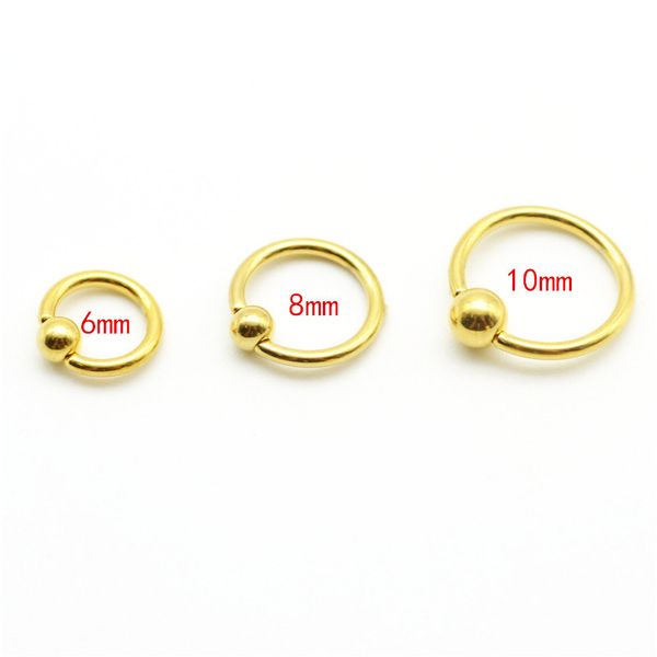 

16g gold bcr captive hoop bead rings eyebrow tragus nose nipple ring bar lips body piercing jewelry 316l stainless steel t200507, Slivery;golden