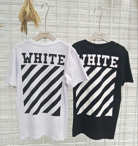 

New men women tee fa hion hort leeve off t hirt cotton tripe printing polo black white 2 color ca ual hirt