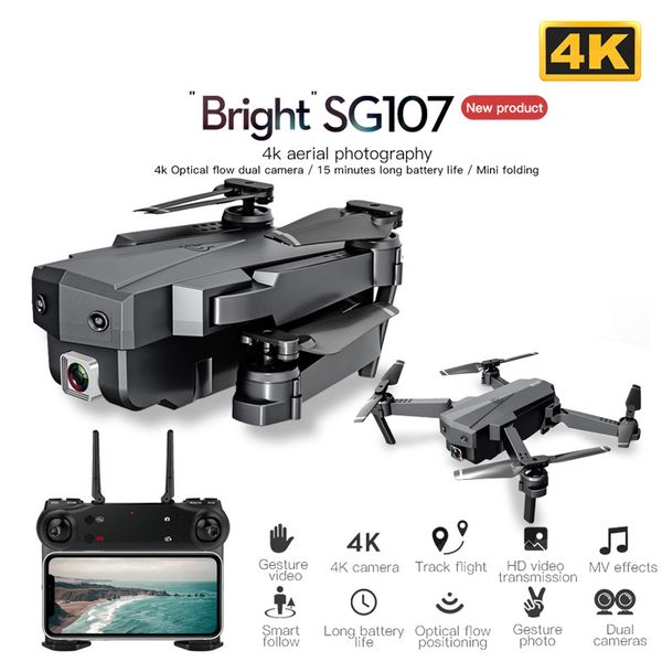 

sg107 mini drone with 4k wifi fpv hd camera quadcopter optical flow rc dron gesture control kids toy vs e58 e68 sg106