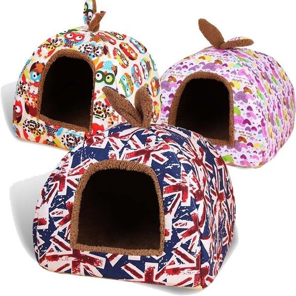

soft winter detachable rabbit ears warm dog house puppy cats bed pet nest mat kennel