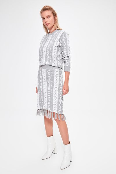 

trendyol кисточкой деталь трикотаж юбка twoaw20et0191, Black