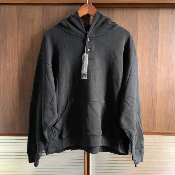 

mens designer hoodies fog everyday henley hoodie sweatshirt casual hooded pullover high street sweatshirts neckline button xs, Black