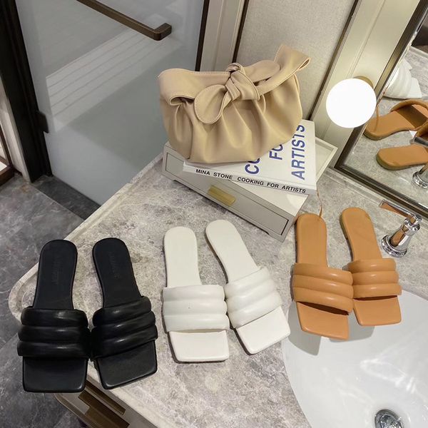 

beach shoes slippers flat slides loafers square toe low slipers women sabot 2020 rome hoof heels fabric basic rubber pu shoes, Black