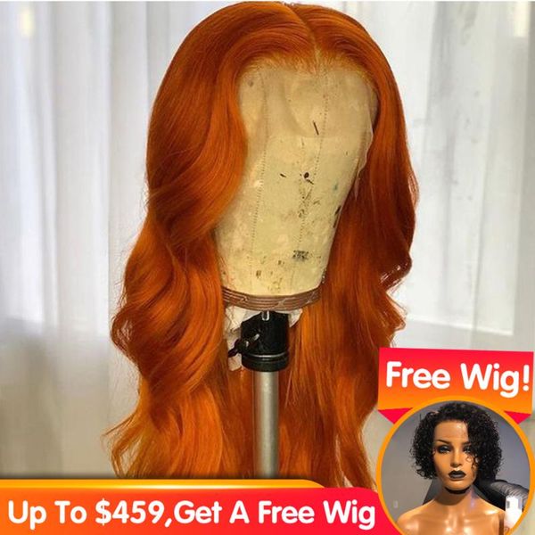 

orange colored human hair wigs 360 lace frontal wig pre plucked with baby hair 13x6 lace front human wigs virgin, Black;brown