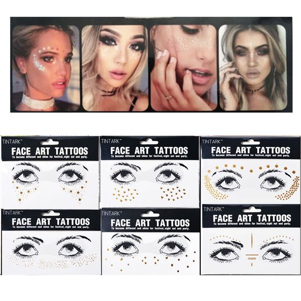 

1pc temporary personality fashion disposable gold face tattoo stickers waterproof bronzing beauty freckles makeup flash body art