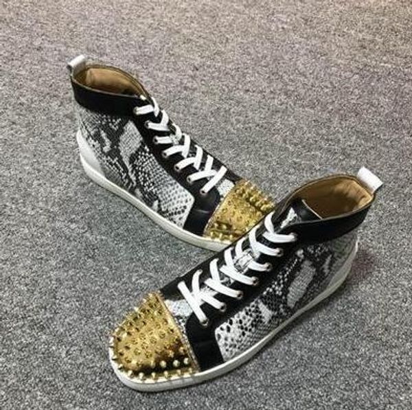 

designer luxury men women casual spikes sneakers lace up outdoor red bottom shoes trainer fashion chaussures eu35-47, Black