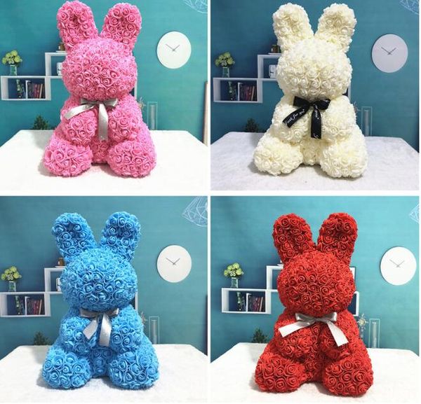 

Artificial PE Rose Rabbit Foam Dolls Artificial Rose Flowers Bunny Romantic Wedding Party Valentine's Day Gift