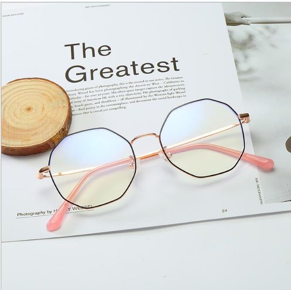 

polygonal frame anti-blue glasses for men and women, White;black