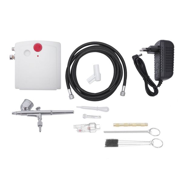 

eu plug,dual action mini airbrush with compressor cake decoration 100-250v with airbrush cleaning set and mini air filter