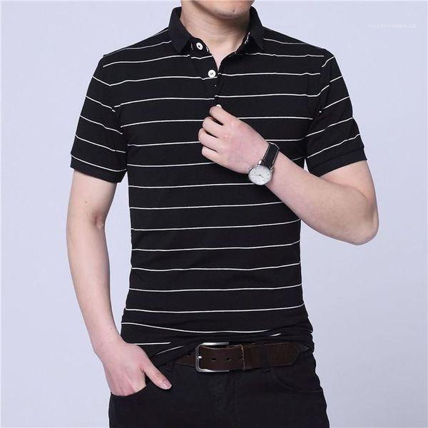 

loose lapel plus size men polo t-shirt casual t-shirt tee shirt stripe mens designer polos cotton summer short sleeve, White;black