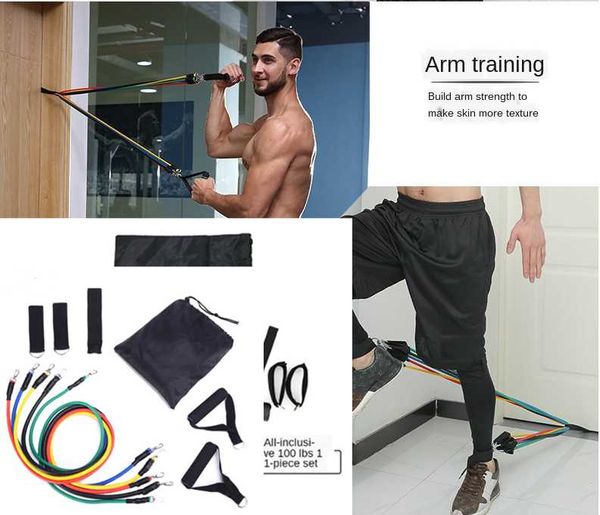 

11pcs/set pull rope fitness exercises resistance bands set latex tubes pedal excerciser body training workout yoga