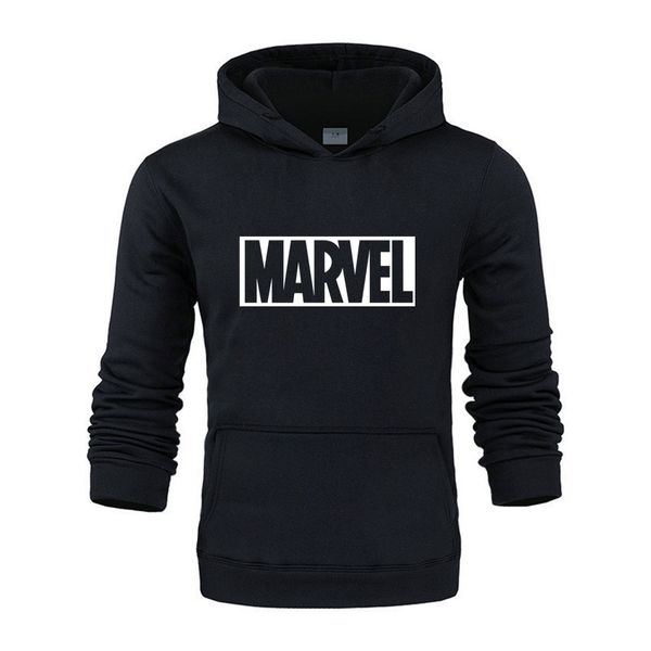 

2019 autumn and winter brand sweatshirts men marvel letter printing fashion hoodies streetwear fashion brand, Black