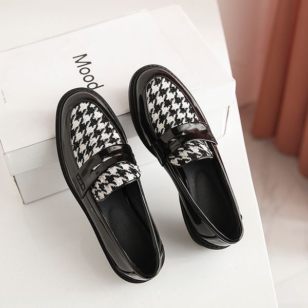 

ins women pumps slippers shoes 22-25cm length neutral wind womens shoes new college style fashion houndstooth woman, Black