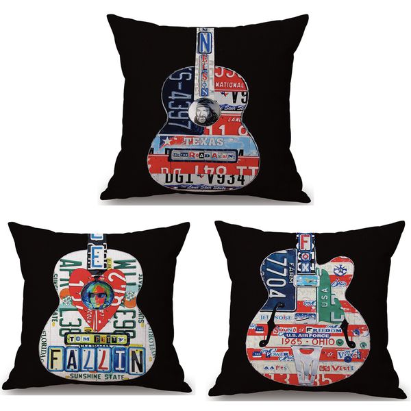 

pop art music guitar neck body pillowcase linen bed pillows cover couch seat cushion throw pillow home decoration gift
