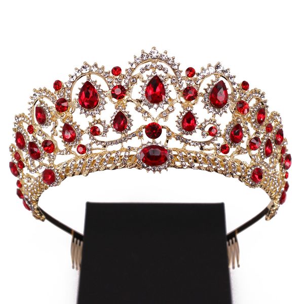 

crystal princess tiara ободки для женщин свадебные головные уборы день рождения барокко королевская королева золотая свадебная корона, Golden;white