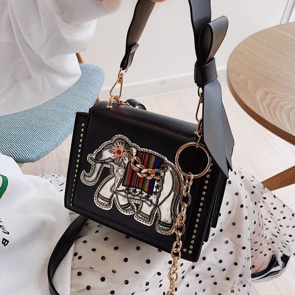 

women chain crossbody bags for women new luxury handbags bag designer elephant embroidery female leather shoulder bag flap totes