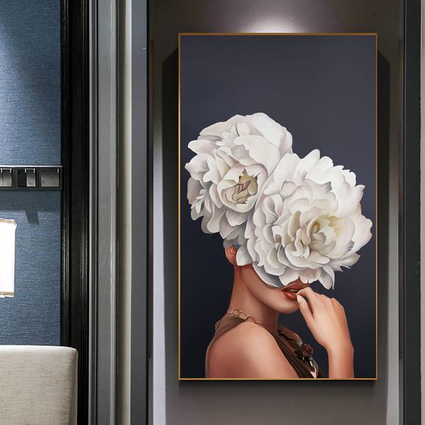 

abstract art painting flower girl women canvas wall decorations painting and print modern wall art pictures for living room