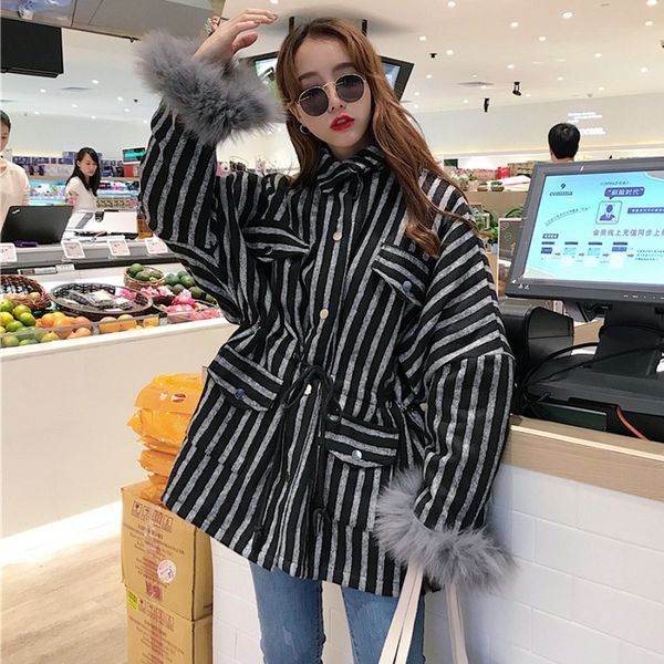 

ewq] мотор шторм полный рукав женщины куртка пальто корея темперамент черный хлопок-ватник пальто 2019 новая осень зима новый ql730, Black