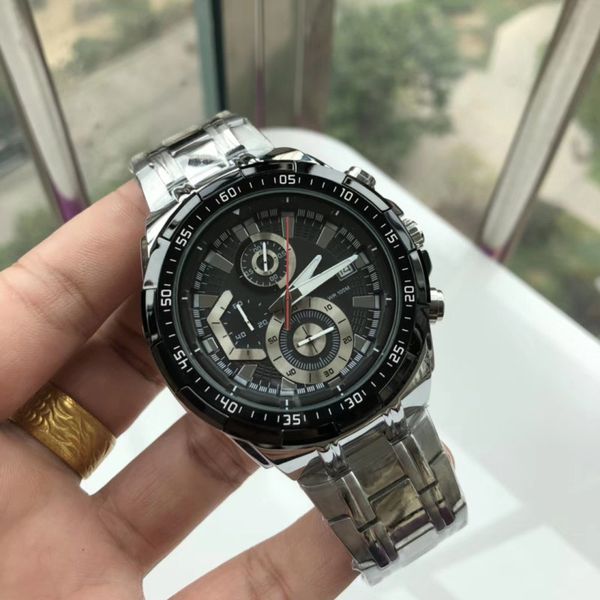 

new imported multi function running seconds quartz movement luxury mens watch 316 stainless steel strap brand sports watch waterproof, Slivery;brown