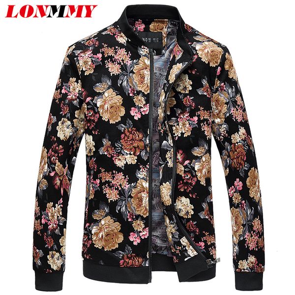 

lonmmy m-6xl flower jacket men coat stand collar floral men jacket brand clothing mens jackets and coats fashion new 2016, Black;brown
