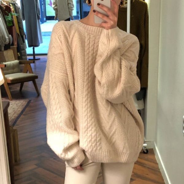 

autumn winter loose sweater women female knitted pullovers o-neck warm sweater long sleeve jumpers pull femme, White;black