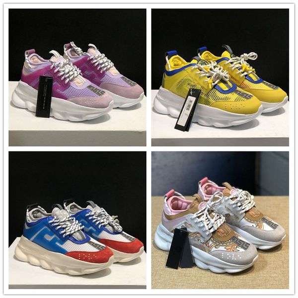 

New Chain Reaction Luxury Designer Shoes Mens Women 2019 Fashion Look District Medusa Ve rsaces Chaussures Casual Shoes