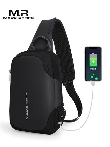 

mark ryden new anti-thief crossbody bag waterproof men sling chest bag fit 9.7 inch ipad fashion shoulder bag