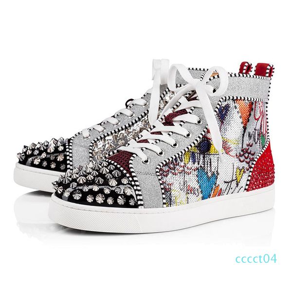 

2020 designer shoes men women fashion spike sneakers black red white blue leather suede graffiti flat bottoms luxury casual shoe ct04