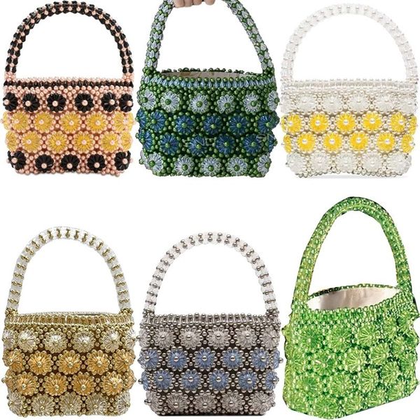 

2020 весна дизайн бисера сумка pearl цветок сумка акриловый мешок вечера для женщин винтаж сцепления кошелек bucket