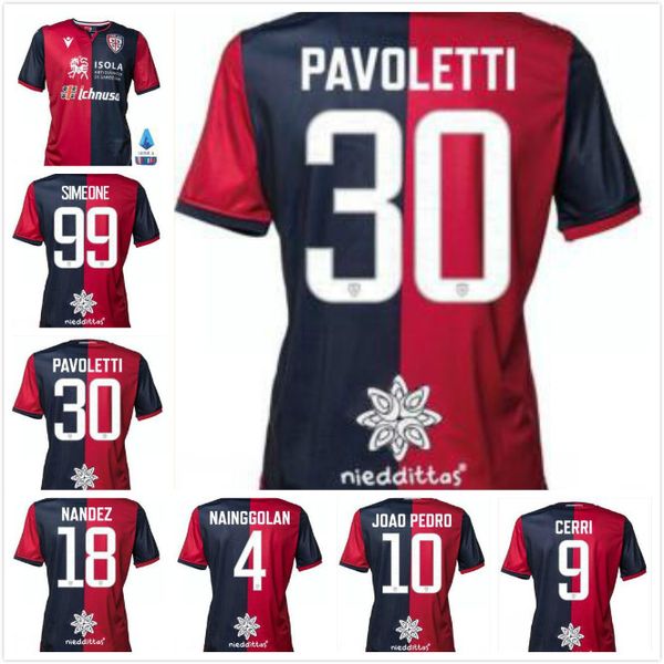 

cagliari calcio soccer jersey 19 20 home away red black cerri joao pedro nainggolan nandez 2019 2020 pavoletti football shirt, Black;yellow