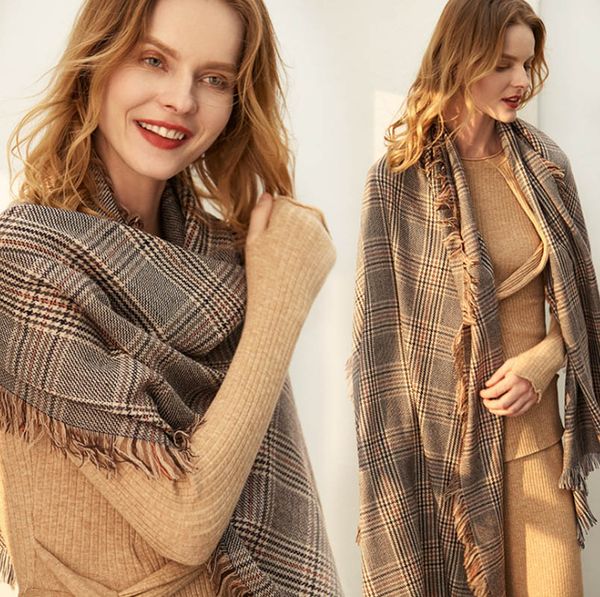 

autumn and winter ladies fashion new jacquard wool scarf designer warm shawl striped wool scarf ing, Blue;gray