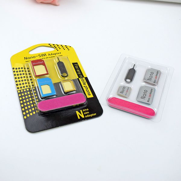 

5 in1 алюминиевого металла nano sim-карты на micro sim стандартный адаптер для s5 s7 s6 пограничный конвертер eject pin