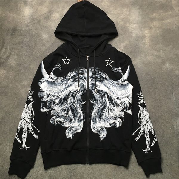 

mens designer hoodies givh34 new fashion brand luxury graffiti abstract lines pentagon printed cap guard, Black