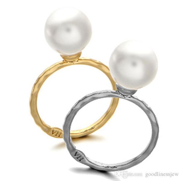 

кольцо для женщин леди стиль имитации pearl позолоченных колец полных размеров для женщин свадеб оптового жемчужного кольцо, Silver
