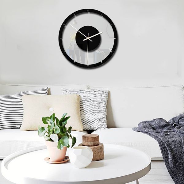 

silent transparent acrylic wall clock nordic style battery operated easy to read clock for living room bedroom