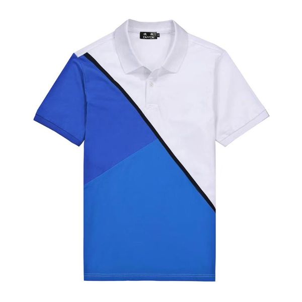 

duyou мужская slim fit color block stitching отложной воротник рубашка с короткими рукавами мужская одежда / 2019106514, White;black