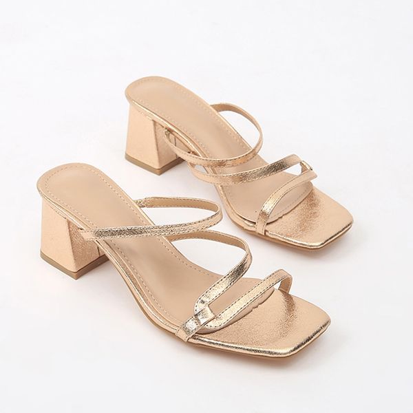 

2020 summer women sandal outdoor high square heel flip flop ladies females fashion slipper elegant woman bling slides, Black