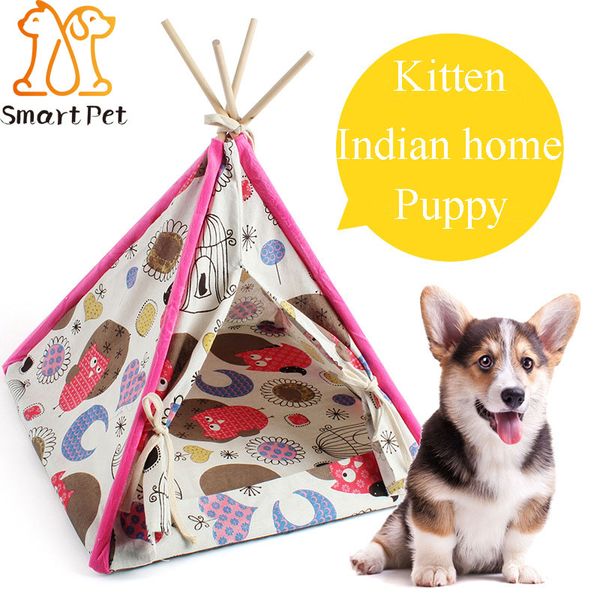 

travel outdoor indoor pet house tent wood kennel removable cat dog cozy house with mat pet supplies pads