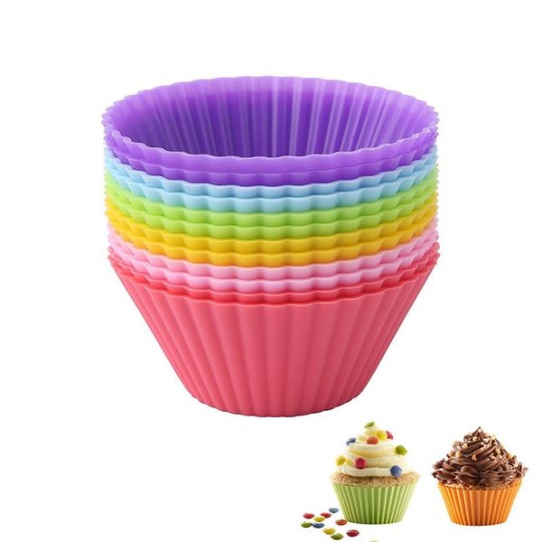 

kitchen bakeware color silicone cake mold decorating tools liner baking muffin cup case muffin cupcake molds 12pcs/set