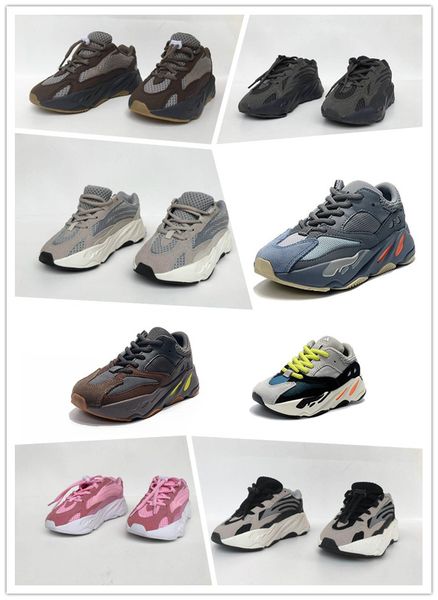 

with box kids running shoes kanye west wave runner 700 boy girl youth shoe trainers sply 700 sports sneakers casual toddler shoe size :28-35, Black