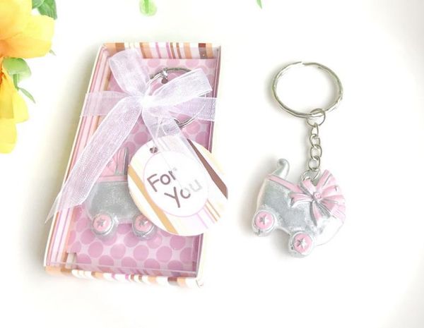 

100pcs baby carriage key ring favors baby shower baptism party keepsake birthday keychain gifts sn2452