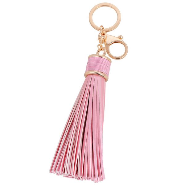 

2017 luxury pu leather tassel keychains car key chains ring holder charm women bag mobile phone accessories pendant jewelry, Silver