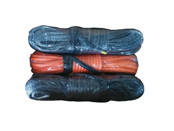 

9mm x 50meters synthetic winch rope with 2 meters black protective sleeve ing
