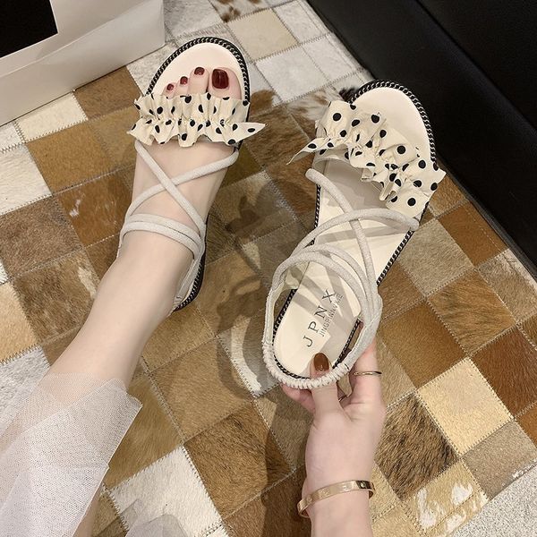 

low sandals woman leather clear heels all-match female shoe 2020 women's cross ladies shoes summer low-heeled femme sale for, Black