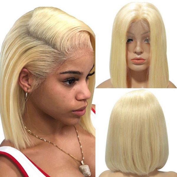 613 Blonde Human Hair Bob Wig Lace Front Human Hair Wigs With Baby