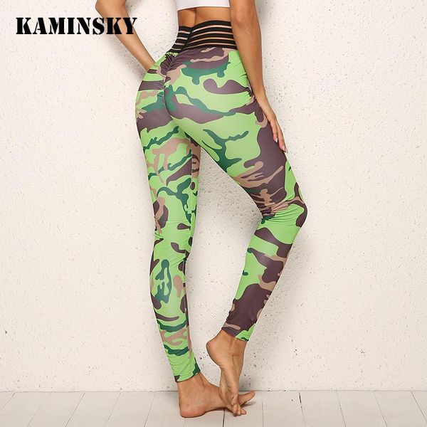 

kaminsky new women camouflage leggings mesh high waist hip long pants femme push up gym patchwork fitness sports jeggings, Black