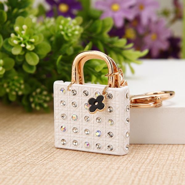

metal crystal bag metal car chain ring keychain crystal bag buckle, Silver